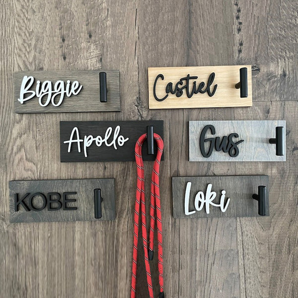 Personalized Wooden, Custom Dog Name, Dog Leash Holder