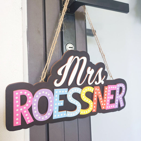 Personalized Rainbow Teacher Name Sign For Door, Teacher Appreciation Gifts