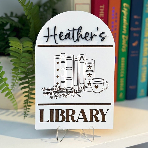 Library Sign, Personalized Library Sign, Book Shelf Decor