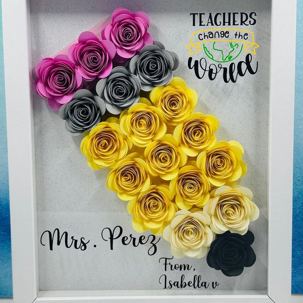 Custom Teacher Pencil Apple Shadow Box|School Office Sign