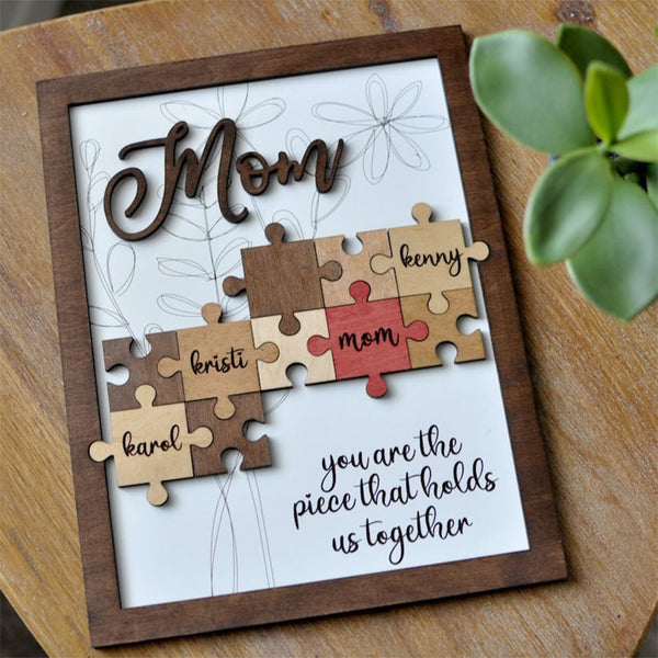 Mom Puzzle Sign for Mother's Day with Space for Names