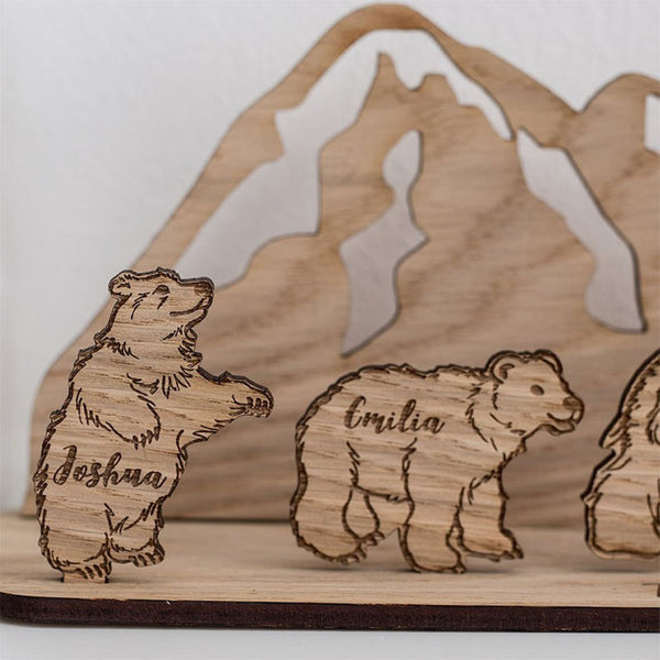 Personalised family bear scene, Christmas gift from kids