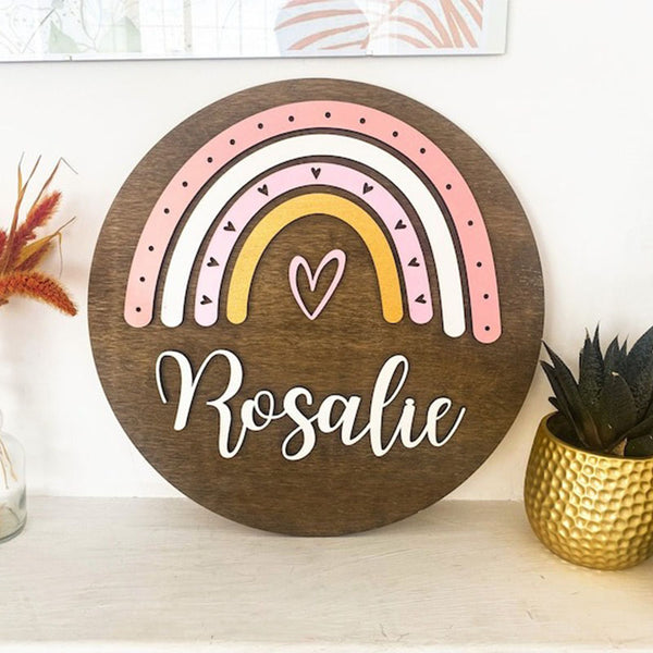 Round Wood Name Sign Baby Shower Gift Baby Name Sign