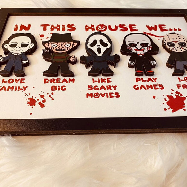 Halloween horror 3D wooden frame sign