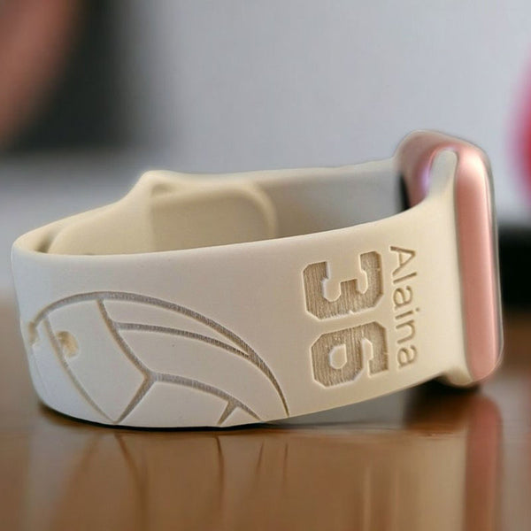 Personalized Watch Band for Apple, Samsung VOLLEYBALL Engraved Silicone Sports