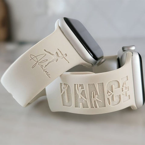 Personalized Watch Band for Apple, Samsung DANCE BALLERINA Engraved Silicone Sports Band