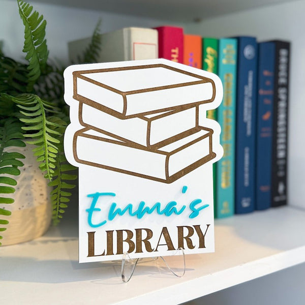 Library Sign, Personalized Library Sign, Book Shelf Decor