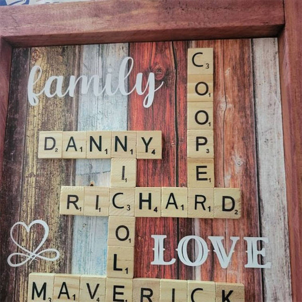 Scrabble Family Name Board | Personalized Frame | Scrabble Tile Wall Art