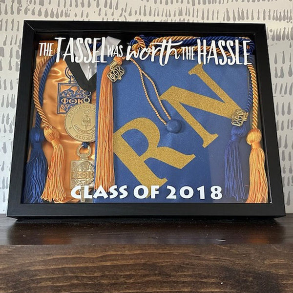 Graduation Cap Tassel Shadow Box, TASSEL Was WORTH The HASSLE, Milestone Keepsake Frame