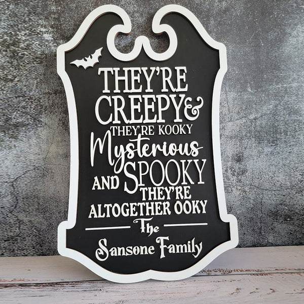 Creepy Custom Last Name Halloween Sign, Wall Sign Decoration