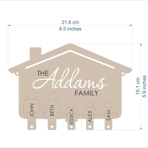 Personalized Wooden Key Holder for Wall Custom Family Key Hanger Wood Key Rack