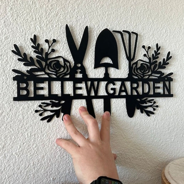 Garden Sign Personalized,Garden Metal Sign, Rose Garden Sign, Custom Gardener Name Sign