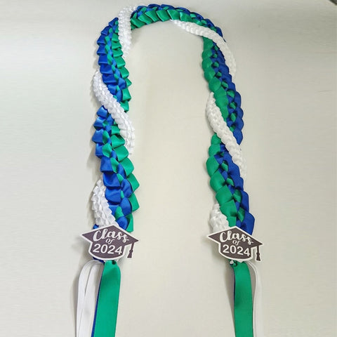 Open Ended Graduation Lei | Class of 2024 | Hawaiian Style Braided Ribbon Lei