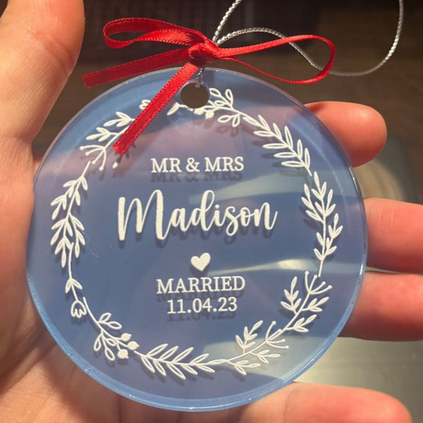 Custom Christmas Married Ornament, Personalized Christmas Ornaments, Mr and Mrs Ornament