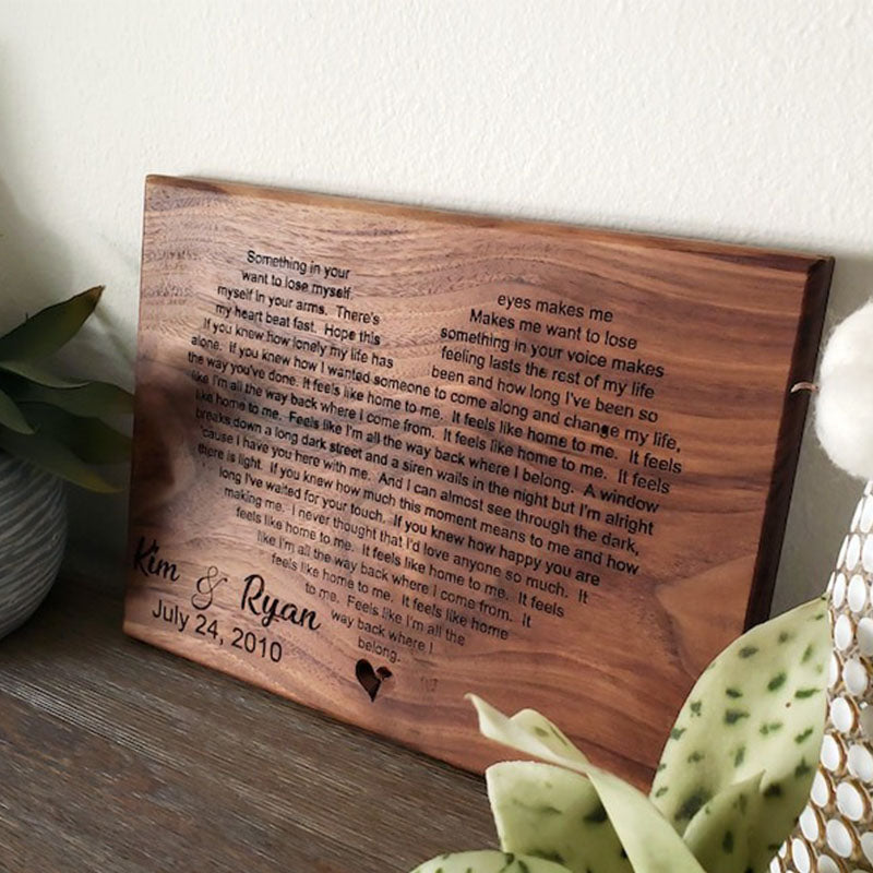 Wedding Song Lyrics Engraved, Wooden Anniversary Gift