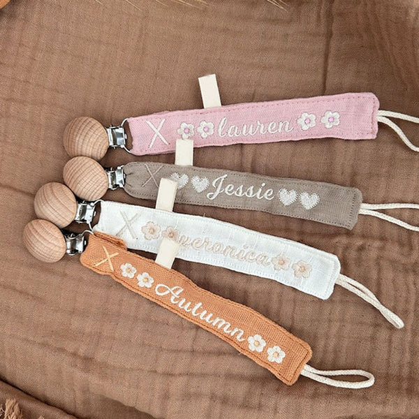 Personalized Pacifier Clip Holder  Embroidered Name