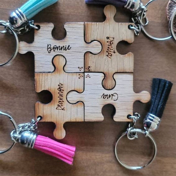 Best Friend Gift, Personalized Keychain, Custom name puzzle piece keychain with Colorful Tassel