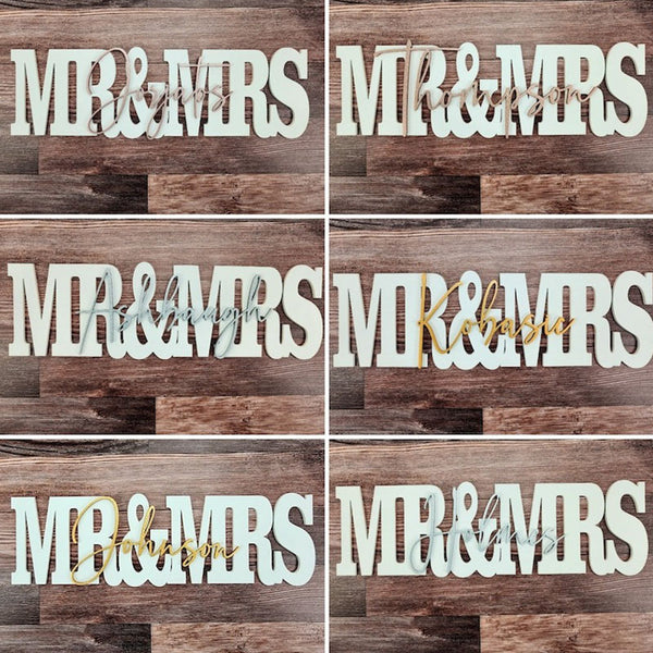 Custom Wedding Gift Sign Name, Personalized Family Name Wood Letters Mr Mrs