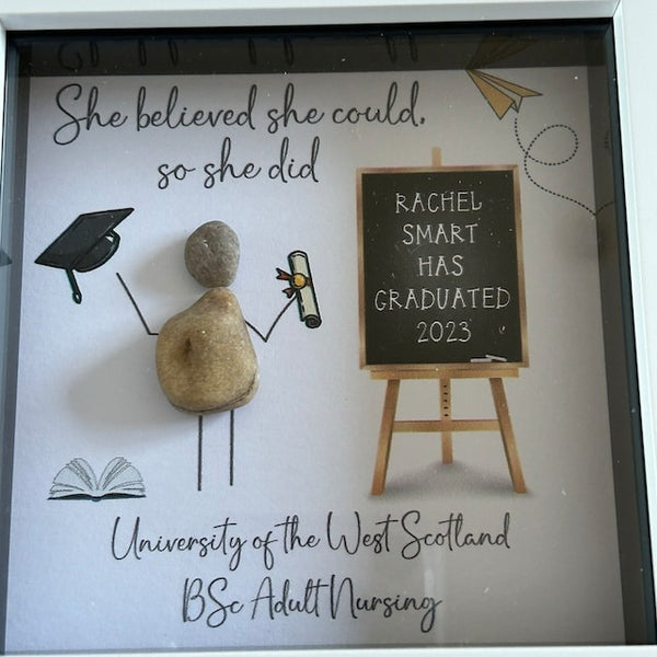 Personalised Teacher Pebble Picture - Framed Thank You Teacher Pebble Art