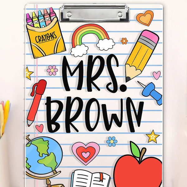 Custom Acrylic Clipboard With Teacher Name, Elements Teacher Clipboard