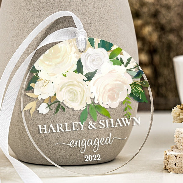 Personalized Engaged Married Ornament Personalized Wedding Ornament - Clear Acrylic - Gifts for Our Newlyweds