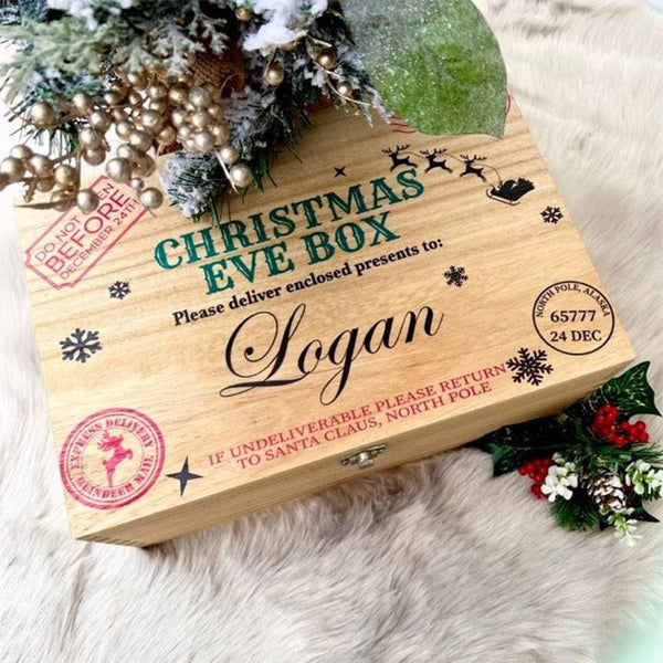 Custom Christmas Eve Box,personalised wooden gift box