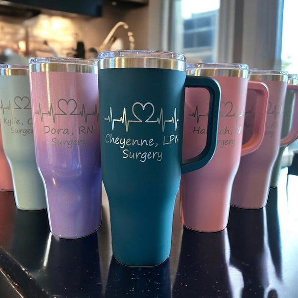 Personalized Nurse Tumbler With Handle And Straw - Engraved Personalized Gifts