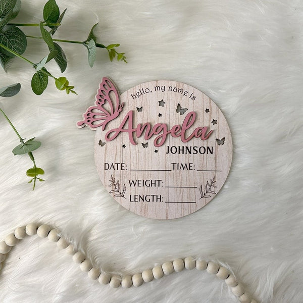 Personalized Baby Announcement Sign with Birth Stats