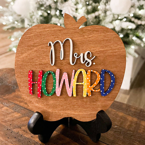 Personalized Desktop Teacher Apple Sign , Gifts for Teachers