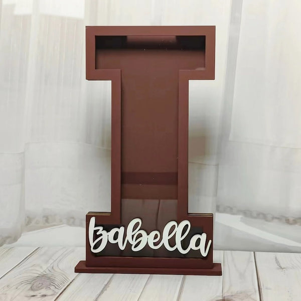 Custom Letter Piggy Bank With Name, Wooden Initial Piggy Bank for Boys or Girls