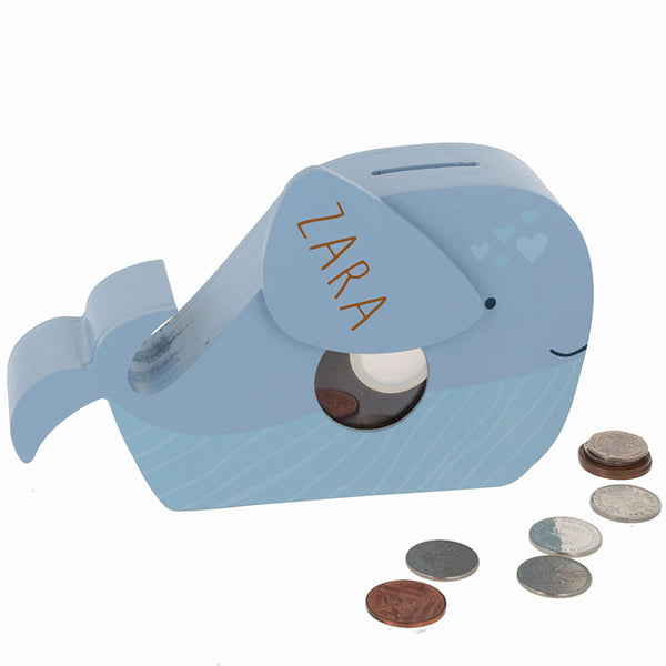 Personalised Engraved Lion Money Box Bank - Kids Savings Pocket Money Piggy Bank - Wooden Animal Money Box Gift for Babies and Children