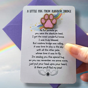 Pocket Hug | Pet Loss | Rainbow Bridge | Keepsake | Send A Hug Gift | Paw Print on my Heart