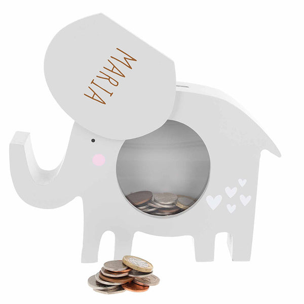 Personalised Engraved Lion Money Box Bank - Kids Savings Pocket Money Piggy Bank - Wooden Animal Money Box Gift for Babies and Children