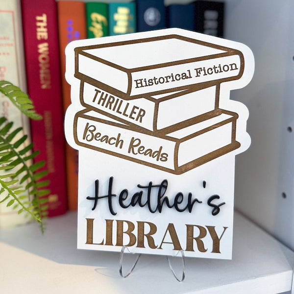 Library Sign, Personalized Library Sign, Book Shelf Decor