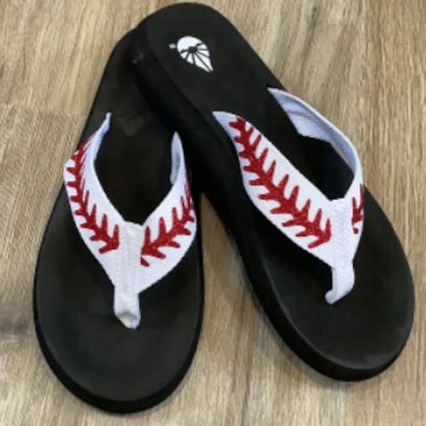 Personalized Baseball Flip Flops, Custom Sandals with Stitches