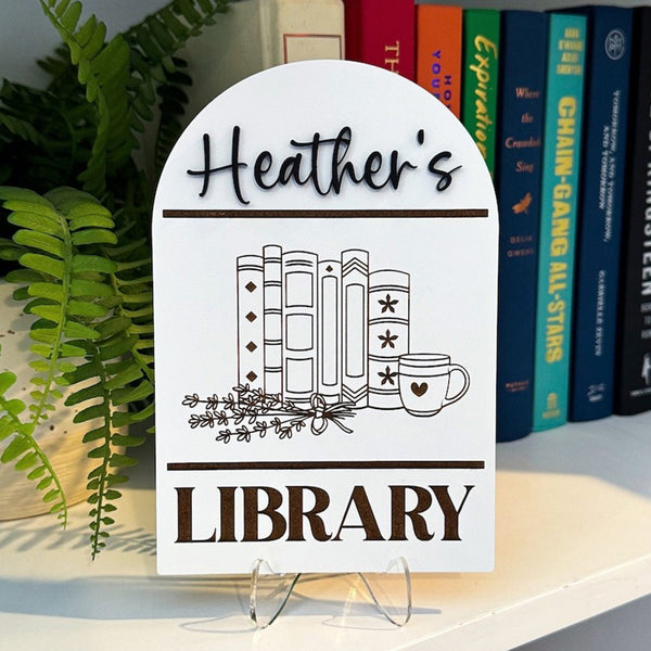 Library Sign, Personalized Library Sign, Book Shelf Decor