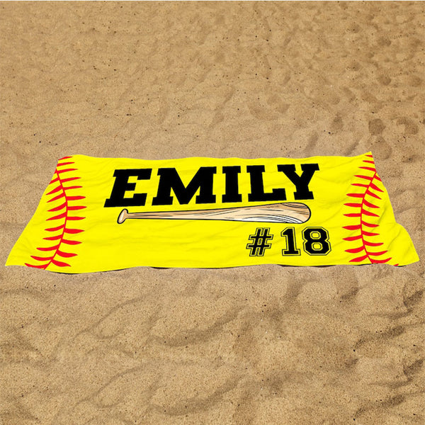 Personalized Baseball Beach Towel, Boys Baseball Gift, Baseball Pool Towel, Baseball Player Gift