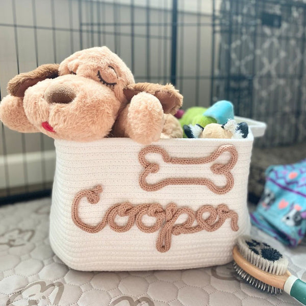 Pet Toy Basket, Personalised Pet Toy Storage