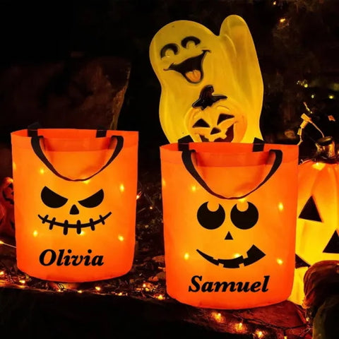 Personalized Halloween LED Light Pumpkin Bucket