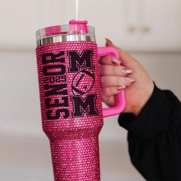 Rhinestone Thermos Tumbler With Lid And Straw，Tumblers