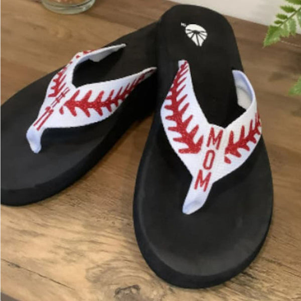 Personalized Baseball Flip Flops, Custom Sandals with Stitches