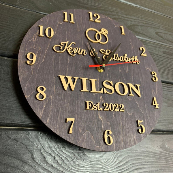 Custom Wall Clock, Personalized Family Name Clock