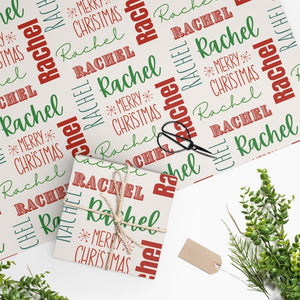 Personalized Name Christmas Wrapping Paper, Custom holiday gift wrap,