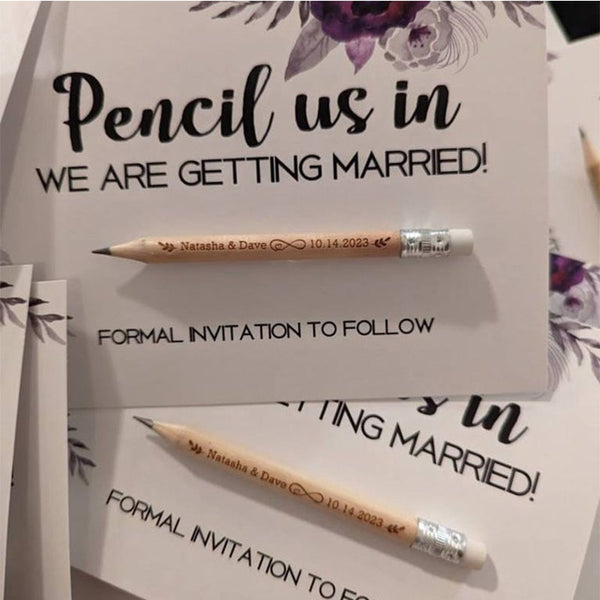 Wedding Favors for Guests in bulk, Personalized Engraved Rustic Wedding Wooden Pencils