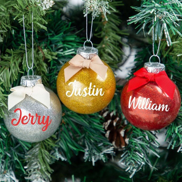 Personalized Glitter Christmas Ball Ornament, Name Bauble Ornament