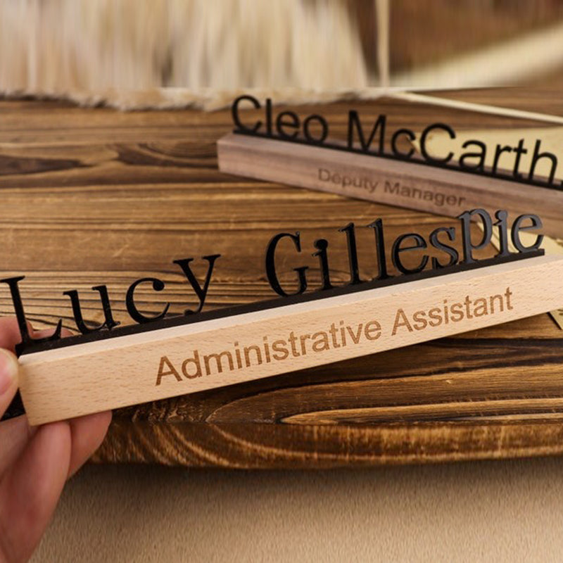 Desk name plate wood, Wood name plate for desk, Office Desk Sign, Name Plate