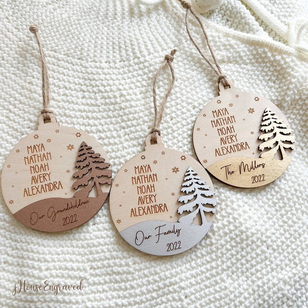 Personalized Family Ornament, Our Family / Grand Children Christmas Ornament, Family Members Ornament