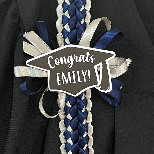 2024 Graduation Leis - Double Braided Ribbon Lei - Class of 2024 - Custom school colors - Satin ribbon leis