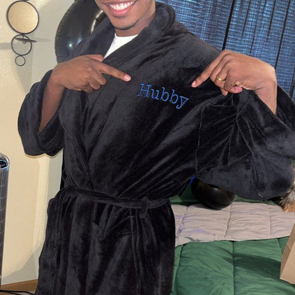 Personalized Robe Custom Birthday Gift for Him Her Custom Name Fleece Robe Gift