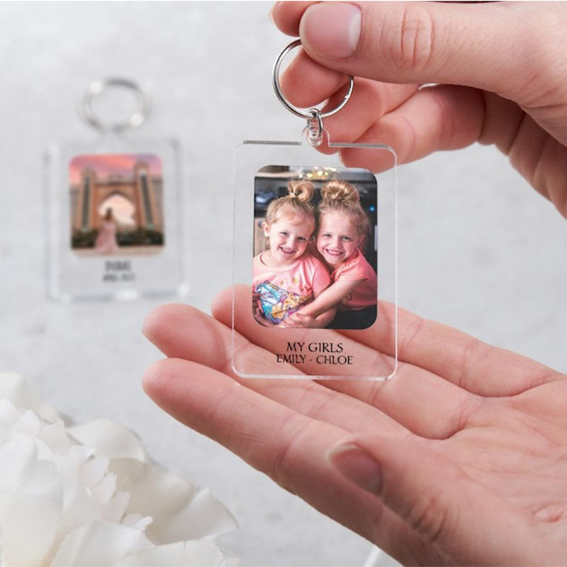 Personalised Photo Keyring, Keychain Gift with Message for Birthday, Anniversary,